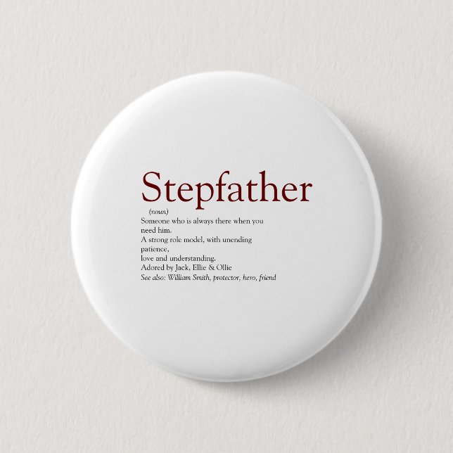 Cool Stepfather Stepdad Definition Fun Gray Kids  2 Inch Round Button (Front)