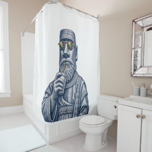 Cool Stone Man Vintage Art Black Shower Curtain
