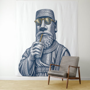 Cool Stone Man Vintage Art Wall Tapestry