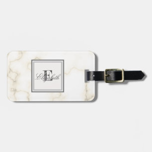 Cool Stone Marble Texture, Monogram-Personalized Luggage Tag