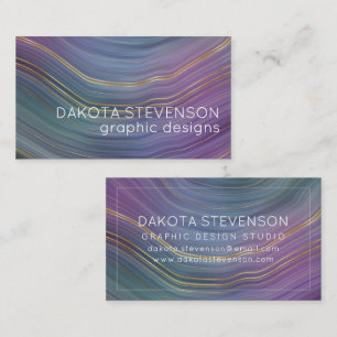 Cool Strata   Beautiful Blue Purple and Gold Agate Business Card