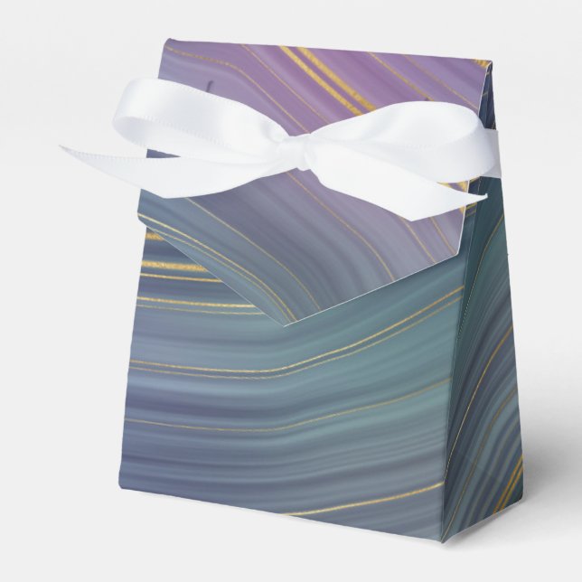 Cool Strata | Beautiful Blue Purple and Gold Agate Favor Box (Front Side)