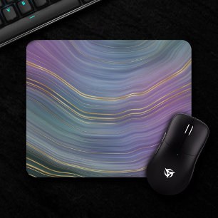 Cool Strata   Beautiful Blue Purple and Gold Agate Mouse Pad