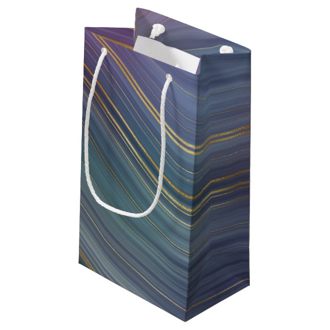 Cool Strata | Beautiful Blue Purple and Gold Agate Small Gift Bag (Back Angled)