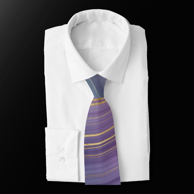 Cool Strata | Beautiful Blue Purple and Gold Agate Tie (Creator Uploaded)