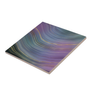 Cool Strata   Beautiful Blue Purple and Gold Agate Tile