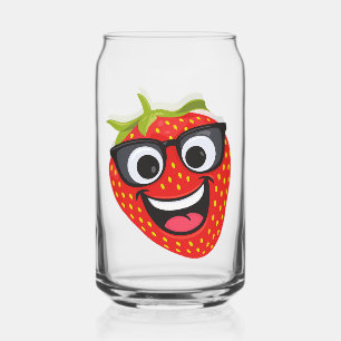 Cool Strawberry Character – Fun Kawaii Fruit Art Can Glass