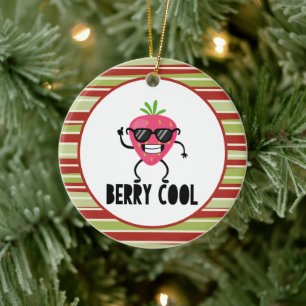 Cool Strawberry Wearing Glasses - Berry Cool Ceramic Ornament