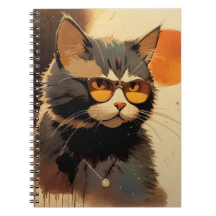 Cool Streetwear Graffiti Cat with Sunglasses Graph Notebook
