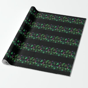 Cool Striped Peacock Crystal Black Green Pattern Wrapping Paper