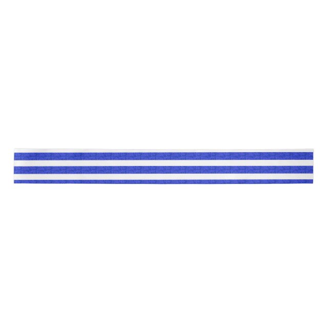 Cool Stripes Blue Geometric  Satin Ribbon (Front)