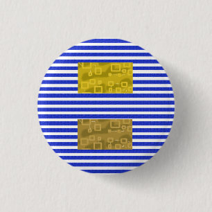 Cool Stripes Blue Gold Geometric 1 Inch Round Button