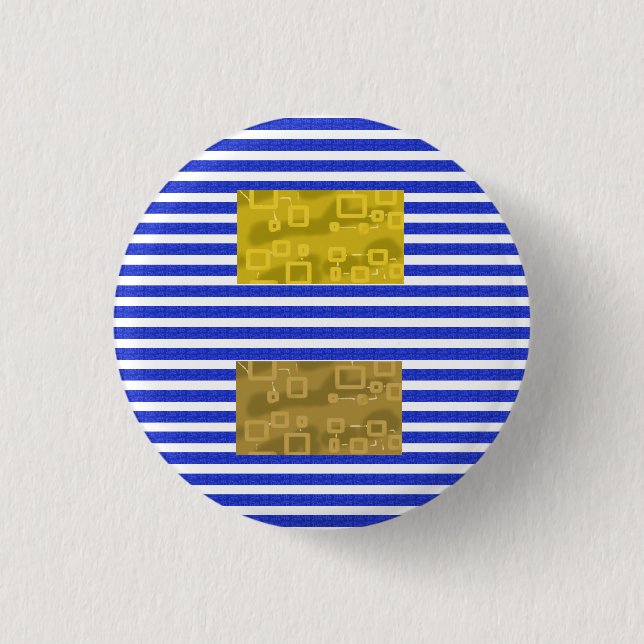Cool Stripes Blue Gold Geometric  1 Inch Round Button (Front)