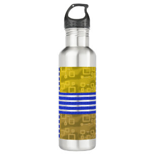Cool Stripes Blue Gold Geometric  710 Ml Water Bottle