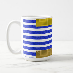 Cool Stripes Blue Gold Geometric Coffee Mug