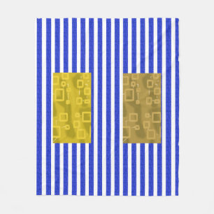 Cool Stripes Blue Gold Geometric  Fleece Blanket