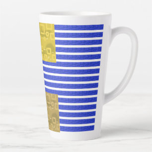 Cool Stripes Blue Gold Geometric Latte Mug