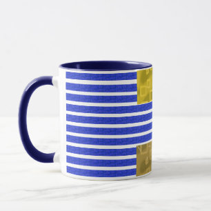 Cool Stripes Blue White Geometric  Mug