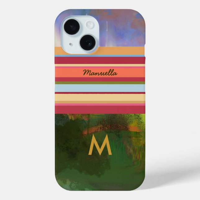 Cool Stripes with Initial Case-Mate iPhone Case (Back)