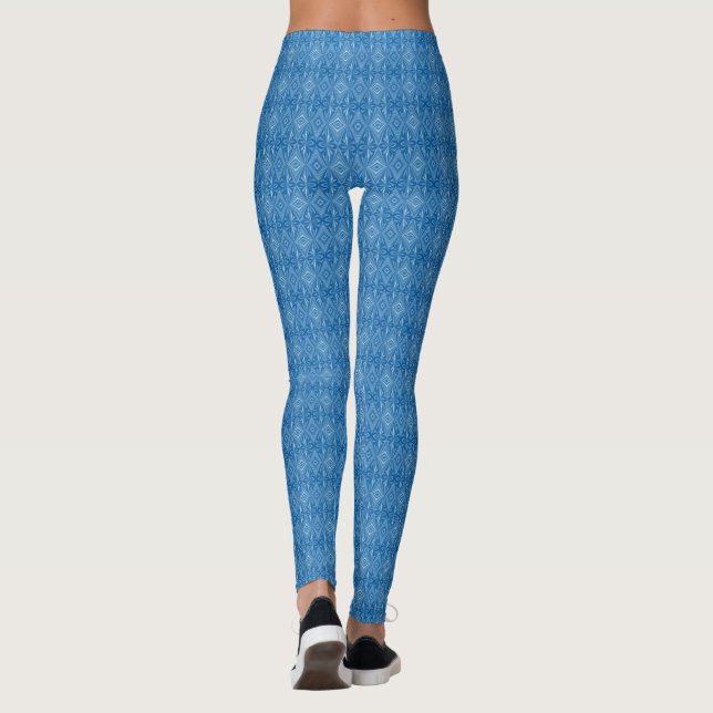 Cool Stylish Blue Pattern Leggings (Back)
