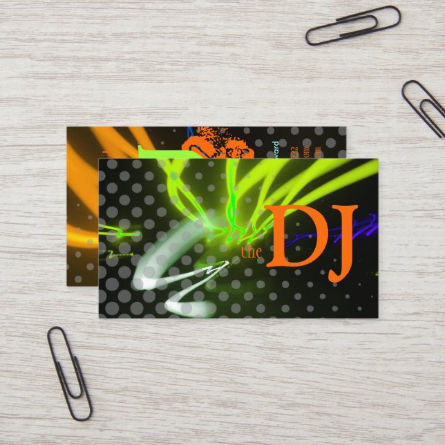 Cool / Stylish neon lights/fluorescent colours Business Card (Front/Back In Situ)