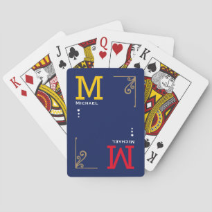 Cool Stylish Players Initial Personalized Blue Playing Cards