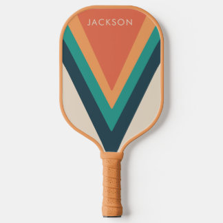 Cool Stylish Retro Stripes Personalized Pickleball Paddle