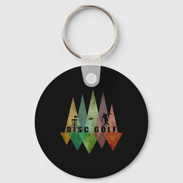 Cool Stylized Geometric Disc Golf Sket And Disc Di Keychain (Front)