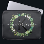 COOL SUCCULENT WREATH FOLIAGE WATERCOLOR MONOGRAM LAPTOP SLEEVE<br><div class="desc">If you need any further customisation or any other matching items,  please feel free to contact me at info@yellowfebstudio.com</div>