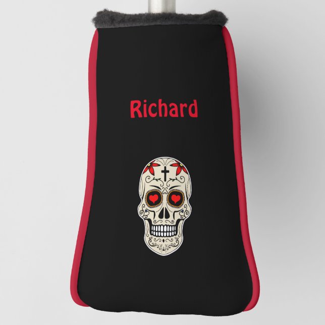Cool Sugar Skull Human Skeleton Head Golf Head Cover (Rotate 90)