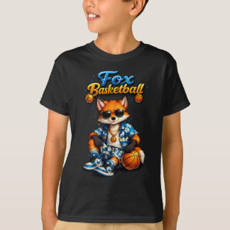 Cool Summer Basketball Fox Kids T-Shirt | Cute Tro