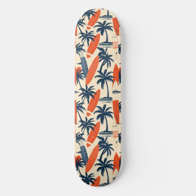 Cool Summer Beach Palm Designed Skateboard (Front)
