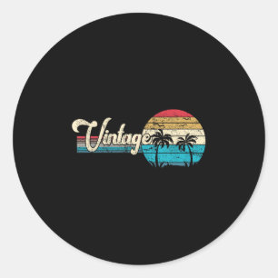 Cool Summer Beach Vacation Men Women Sunset Palm T Classic Round Sticker
