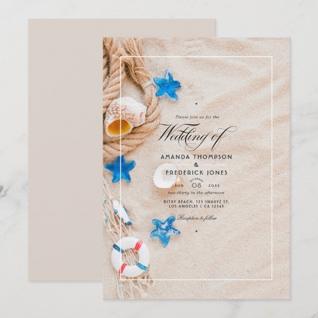 Cool Summer Beach Wedding Invitation (Devant / Derrière)