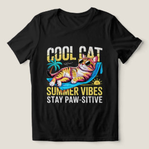 Cool Summer Cat Women's - Funny Retro Beach Vibes Tri-Blend Shirt