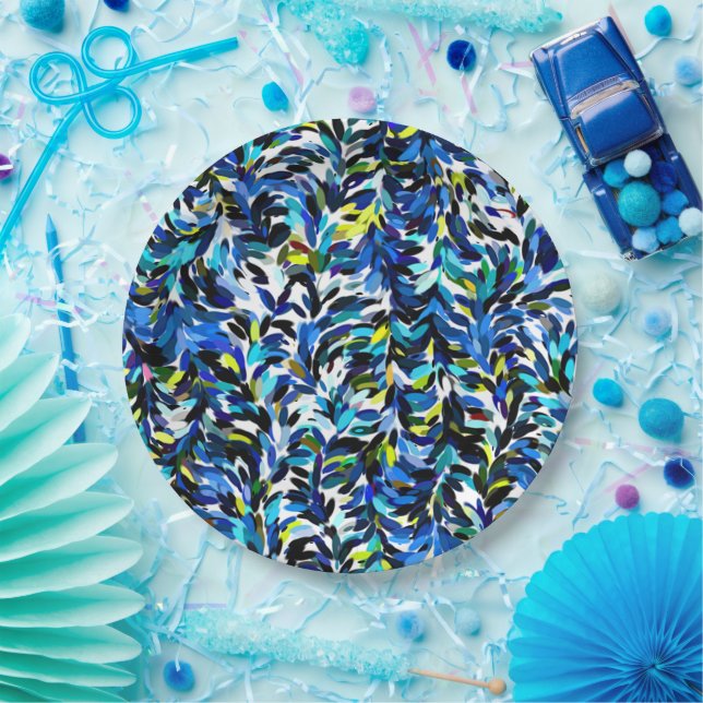 Cool Summer Colours Paint Splatter Pattern Paper Plate (Party)