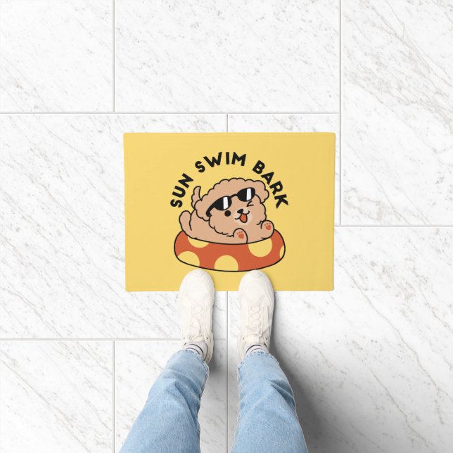 Cool Summer Dog Floating – Cute Puppy Pool Party Doormat (Indoor)
