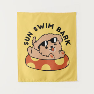 Cool Summer Dog Floating – Cute Puppy Pool Party Tapestry