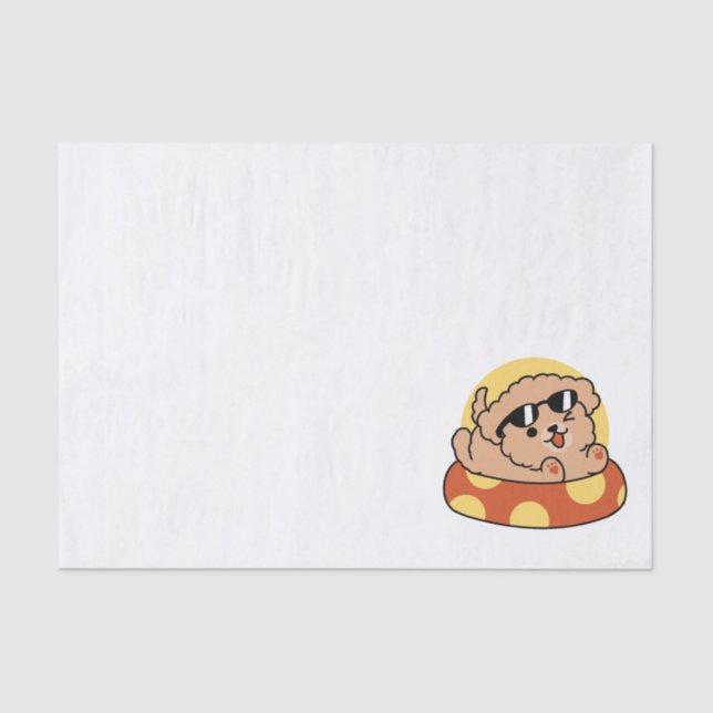 Cool Summer Dog Floating – Cute Puppy Pool Party Tissue Paper (Front)