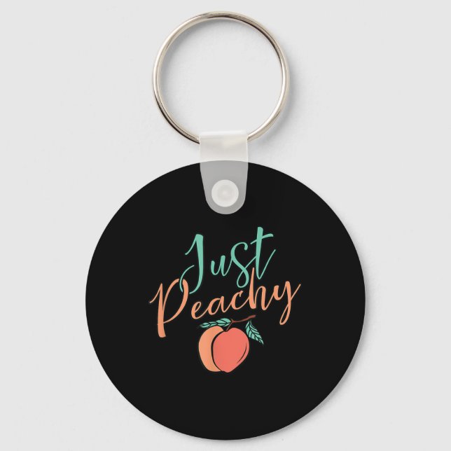 Cool Summer Fruit Retro Just Peachy &amp; Keep It  Keychain (Front)