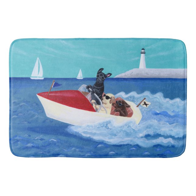 Cool Summer Labradors Painting Bath Mat (Front)