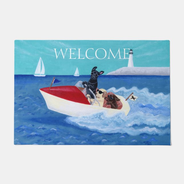 Cool Summer Labradors Painting Doormat (Front)