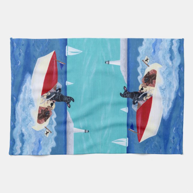 Cool Summer Labradors Painting Kitchen Towel (Horizontal)