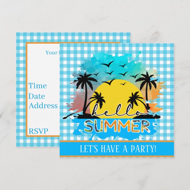 cool Summer lovers party Invitation (Front/Back)