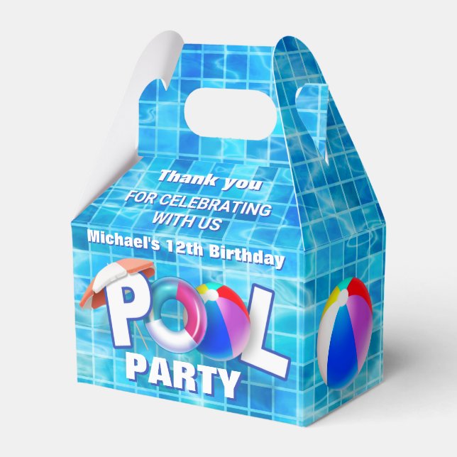 Cool Summer Pool Party Swimming Water Fun Favor Box (Front Side)