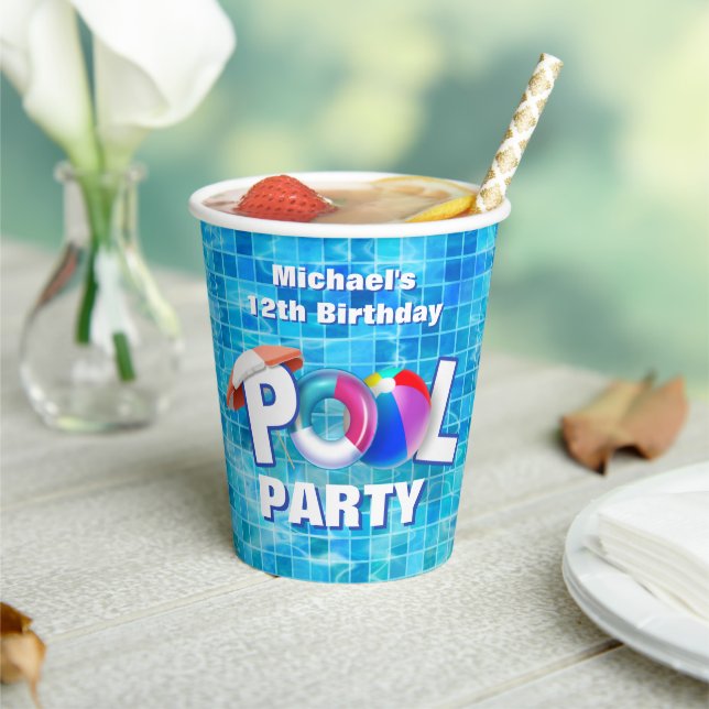 Cool Summer Pool Party Swimming Water Fun Paper Cups (Insitu)