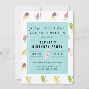 Cool Summer Popsicle Anniversaire Invitation