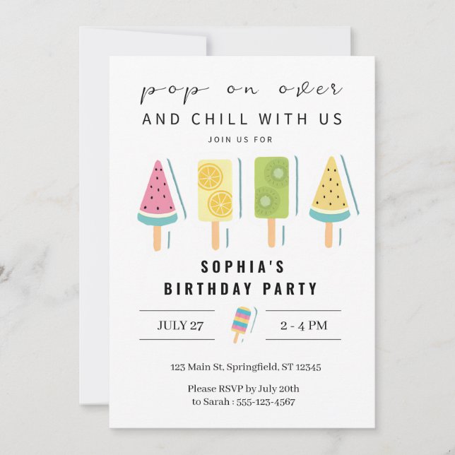 Cool Summer Popsicle Anniversaire Invitation (Devant)