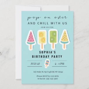 Cool Summer Popsicle Anniversaire Invitation