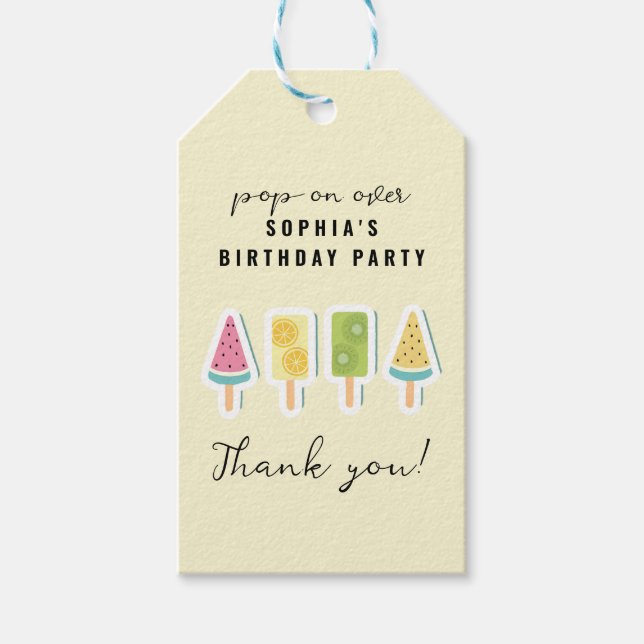 Cool Summer Popsicle Birthday Gift Tags (Front)